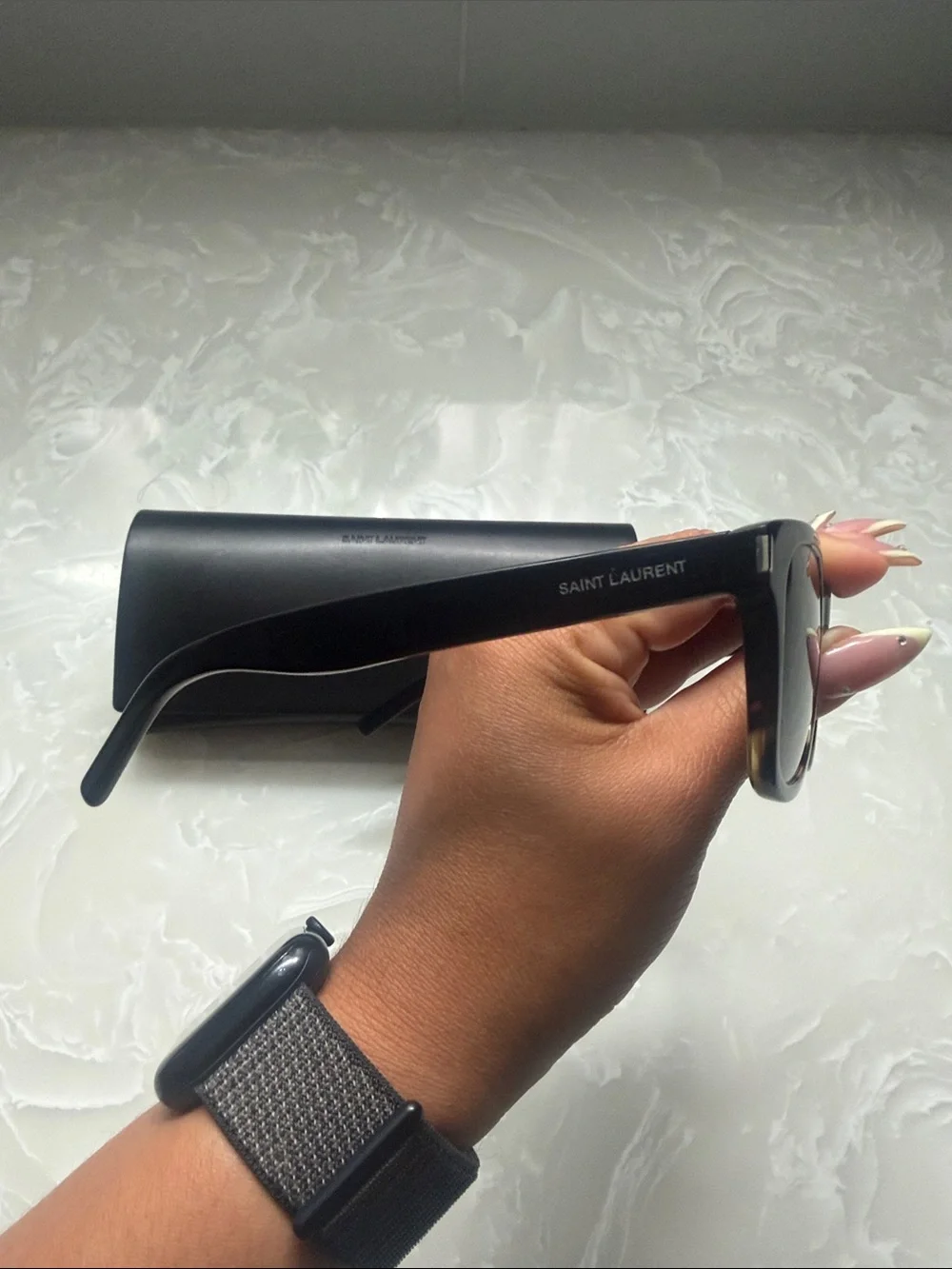 Saint Laurent Black and Tortoiseshell Wayfarer Sunglasses